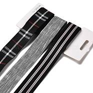 9 Yards 3 Styles Polyester Ribbon, for DIY Handmade Craft, Hair Bowknots and Gift Decoration, Black/Gray Color Palette, Black, 1~1-1/8 inch(25~28mm), about 3 yards/style(SRIB-A014-G12)