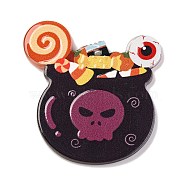 Halloween Theme Acrylic Pendants, Mixed Shapes, Skull, 42x39x2.5mm, Hole: 1.6mm(OACR-I010-01C)