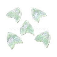UV Plating Rainbow Iridescent Transparent Acrylic Pendants, Fishtail Charm, Light Green, 27x25.7x5mm, Hole: 1.6mm(PACR-M002-09F)