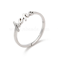 304 Stainless Steel Word Hope Adjustable Ring, Stainless Steel Color, US Size 6(16.5mm)(RJEW-L107-027P)