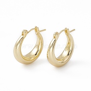 Brass Thick Hoop Earrings for Women, Lead Free & Cadmium Free, Real 18K Gold Plated, 20x18.5x6mm, Pin: 0.9mm(EJEW-I270-02G)