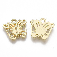 Alloy Pendants, Filigree Joiners Findings, Butterfly, Light Gold, 15.5x16x2mm, Hole: 2mm(PALLOY-S132-019)