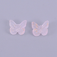 Transparent & Frosted Czech Glass Beads, with Glitter Powder, Butterfly, Lavender Blush, 9.5x11x3.8~4.5mm, Hole: 1.2mm(KY-CJC0004-02K)