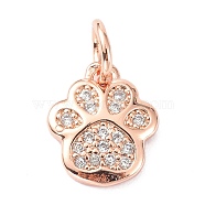 Brass Micro Pave Cubic Zirconia Charms, with Jump Ring, Long-Lasting Plated, Lead Free & Cadmium Free, Footprint, Real Rose Gold Plated, 10x8.5x2mm(ZIRC-C022-22RG)
