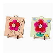 DIY Handmade Wooden Art kits, for Kids, Including Wooden Frame, Adhesive Tape and Moss, Flower Pattern, 14.3x11.6x0.3cm(DIY-P014-A02)