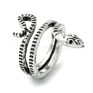 Snake Alloy Wrap Open Cuff Rings, Lead Free & Cadmium Free, Antique Silver, 26mm, Inner Diameter: 16mm(RJEW-K275-81AS)