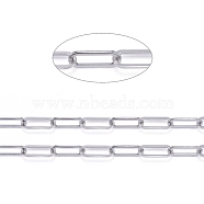 304 Stainless Steel Paperclip Chains, Drawn Elongated Cable Chains, Unwelded, with Spool, Stainless Steel Color, 16x6.5x1mm, about 32.8 Feet(10m)/roll(CHS-F011-01A--P)