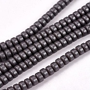 Matte Style Frosted Non-magnetic Synthetic Hematite Beads Strands, Heishi Beads, Flat Round/Disc, Black, 3x1.5mm, Hole: 1mm, about 200pcs/strand, 15.7 inch(G-M007-78)