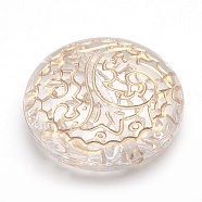 Plating Acrylic Beads, Metal Enlaced, Flat Round, Clear, 25x8mm, Hole: 1.5mm(X-PACR-S219-13)