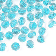Transparent Acrylic Beads, Round, Faceted, Dark Turquoise, 8mm, Hole: 1.6mm, about 1810pcs/500g(MACR-S373-133-T01)