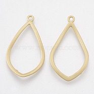 Smooth Surface Alloy Open Back Bezel Pendants, For DIY UV Resin, Epoxy Resin, Pressed Flower Jewelry, teardrop, Matte Gold Color, 32.5x18x1.5mm, Hole: 1.5mm(X-PALLOY-S117-127)