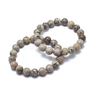 Natural Maifanite/Maifan Stone Bead Stretch Bracelets, Round, 2-1/8 inch~2-3/8 inch(5.5~6cm), Bead: 8mm(X-BJEW-K212-B-044)