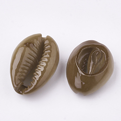 Spray Paint Cowrie Shell Beads, Two Tone, No Hole/Undrilled, Coffee, 20~25x14~16x5~7mm(SHEL-S274-26A)