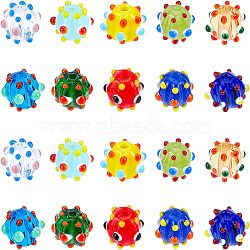 40Pcs 10 Style Handmade Bumpy Lampwork Beads Strands, Pumpkin, Mixed Color, 9.5~10.5x12.5~13.5mm, Hole: 2mm, 4pcs/style(LAMP-OC0001-51)