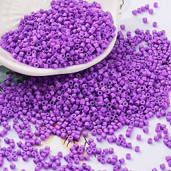 Baking Paint Glass Seed Beads, Cylinder, Medium Orchid, 2x1.5mm, Hole: 1mm, about 50398pcs/pound(SEED-S042-05B-72)