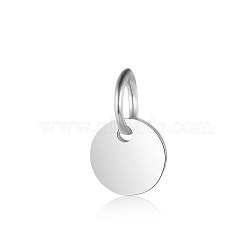 Anti-Tarnish 304 Stainless Steel Pendants, with Jump Ring, Manual Polishing, Flat Round Charm, Stamping Blank Tag, Stainless Steel Color, 6x1mm, Hole: 3.5mm(STAS-I311-32A-P)