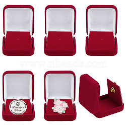 Velvet Badge Storage Boxes, Square, FireBrick, 5.8x5.3x2.45cm(CON-WH086-145B)