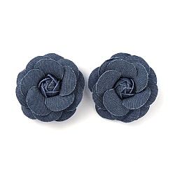 Denim Cloth Flowers, Jean Fabric Camelia, Sewing Ornaments, DIY Costume Accessories, Marine Blue, 78x75x22mm(DIY-WH0409-37B)