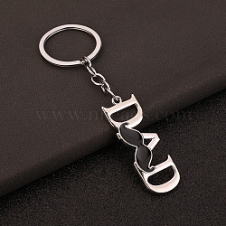 Father's Day Theme Alloy Keychain, Word Dad Pendants Keychain, Platinum, 5x1.6cm(PW-WG77457-03)