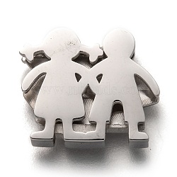 304 Stainless Steel Slide Charms, Couple, Stainless Steel Color, 13x15.5x3.5mm, Hole: 8x1.5mm(STAS-P270-40P)