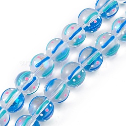Handmade Lampwork Beads Strands, wiuth Enamel, Round, Dodger Blue, 12~2.5mm, Hole: 1.2mm, about 30pcs/strand, 13.58 inch(34.5cm)(LAMP-F029-01G)