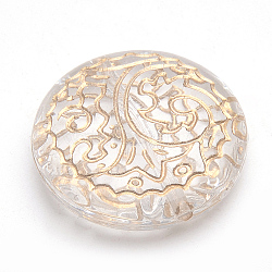 Plating Acrylic Beads, Metal Enlaced, Flat Round, Clear, 25x8mm, Hole: 1.5mm(X-PACR-S219-13)