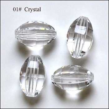 Imitation Austrian Crystal Beads, Grade AAA, Faceted, Oval, Clear, 6x9.5mm, Hole: 0.7~0.9mm