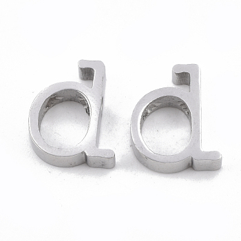 304 Stainless Steel Pendants, Stainless Steel Color, Letter, Letter.D, 13x10x3mm, Hole: 1.8mm