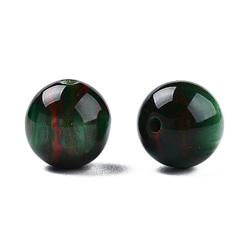 Resin Beads, Imitation Gemstone, Round, Sea Green, 12x11.5mm, Hole: 1.5~3mm