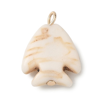 Brass & Resin Pendants, Fish Charms, Cadmium Free & Lead Free, Long-Lasting Plated, Rack Plating, Real 18K Gold Plated, 17x13x4.5mm, Hole: 1.8mm