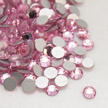 Glass Flat Back Rhinestone, Grade A, Back Plated, Faceted, Half Round, Light Rose, SS5, 1.7~1.8mm, 1440pcs/bag
