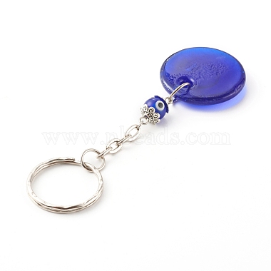 Flat Round with Evil Eye Lampwork Keychain(KEYC-JKC00249-01)-4