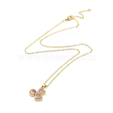 Golden Brass Rhinestone Pendant Necklace with Cable Chains(NJEW-P278-A04)-2