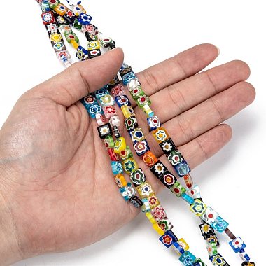 Square Handmade Millefiori Glass Beads(LK-R004-52)-4