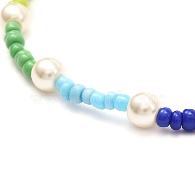 Glass Seed & Glass Pearl Beaded Necklace for Girl Women(NJEW-TA00007)-4