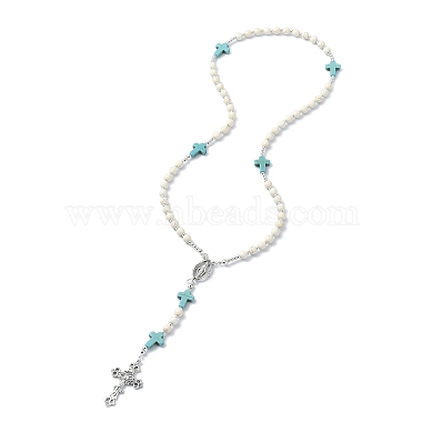 Synthetic Magnesite Rosary Bead Necklaces(NJEW-TA00122-01)-4