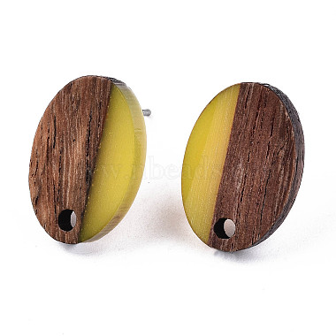 Accessoires de boucles d'oreilles en résine et bois de noyer(MAK-N032-004A-A03)-2
