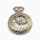 懐中時計のネックレス作りのためにローマ数字のヴィンテージ中空フラットラウンド合金クォーツ時計ヘッドペンダント(WACH-M109-24)-1