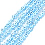 Handmade Millefiori Glass Bead Strands, Flower, Light Blue, 5.5~8x2.5mm, Hole: 1mm, about 64~67pcs/strand, 15.75 inch~16.34 inch(40~41.5cm)
