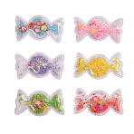 30Pcs 6 Color Plastic with Resin and Polymer Clay Accessories, DIY for Bobby pin Accessories, Glitter Powder, Candy with Friut, Mixed Color, 27x50x5mm, 5pcs/Color(KY-CJ0001-35)