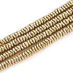Electroplate Non-magnetic Synthetic Hematite Beads Strands, Wavy Disc, Light Gold Plated, 4x1.5mm, Hole: 1mm, about 270pcs/strand, 16.1 inch(X-G-T061-179J)