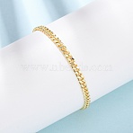 Brass Curb Chain Bracelets for Women, Long-Lasting Plated, Rack Plating, Cadmium Free & Lead Free, Real 18K Gold Plated, 7-3/8 inch(18.6cm)(BJEW-C140-15G)