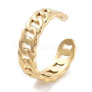 304 Stainless Steel Open Cuff Rings, Twisted Curb Chain Ring for Women, Golden, 6mm, Inner Diameter: adjustable(RJEW-K273-06G)