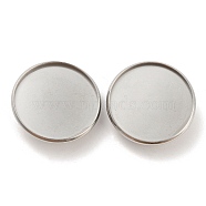 304 Stainless Steel Brooch Base Settings, Flat Round, Stainless Steel Color, 27.5x2mm, Tray: 25.5mm(FIND-D035-04E-P)