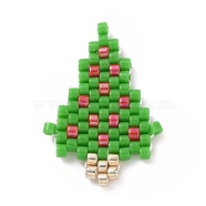 Handmade MIYUKI Japanese Seed Loom Pattern Seed Beads, Christmas Theme Pendants, Christmas Tree Pattern, 22x15x1.7mm(PALLOY-MZ00059-02)