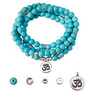 DIY Bracelets Making, with Synthetic Turquoise Beads, Tibetan Style Alloy Pendants, Tibetan Style Bead Spacers and Brass Bead Spacers, Elastic Cords, Antique Silver & Silver(DIY-SC0005-47)
