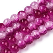 Crackle Baking Painted Imitation Jade Glass Beads Strands, Round, Medium Violet Red, 8mm, Hole: 1.5mm, about 104~108pcs/strand, 29.72 inch~30.91 inch(75.5~78.5cm)(X1-DGLA-T003-8mm-12)