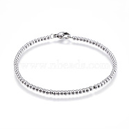 304 Stainless Steel Ball Chain Bracelets, with Lobster Clasps, Stainless Steel Color, 7-1/2 inch(190mm)x3mm(STAS-J023-10P)