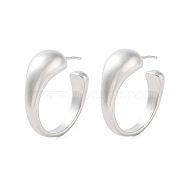 Brass Ring Stud Earrings, Half Hoop Earrings, Long-Lasting Plated, Lead Free & Cadmium Free, Platinum, 27x10mm(EJEW-Q811-01P)