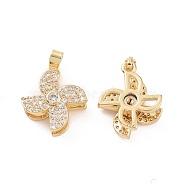 Rotatable Brass Micro Clear Pave Cubic Zirconia Pendants, Windmill Charms, Real 18K Gold Plated, 16.5x14x6mm, Hole: 4.2x2.4mm(KK-E068-VC289)